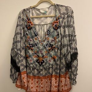 Anthropologie Embroidered Boho Blouse